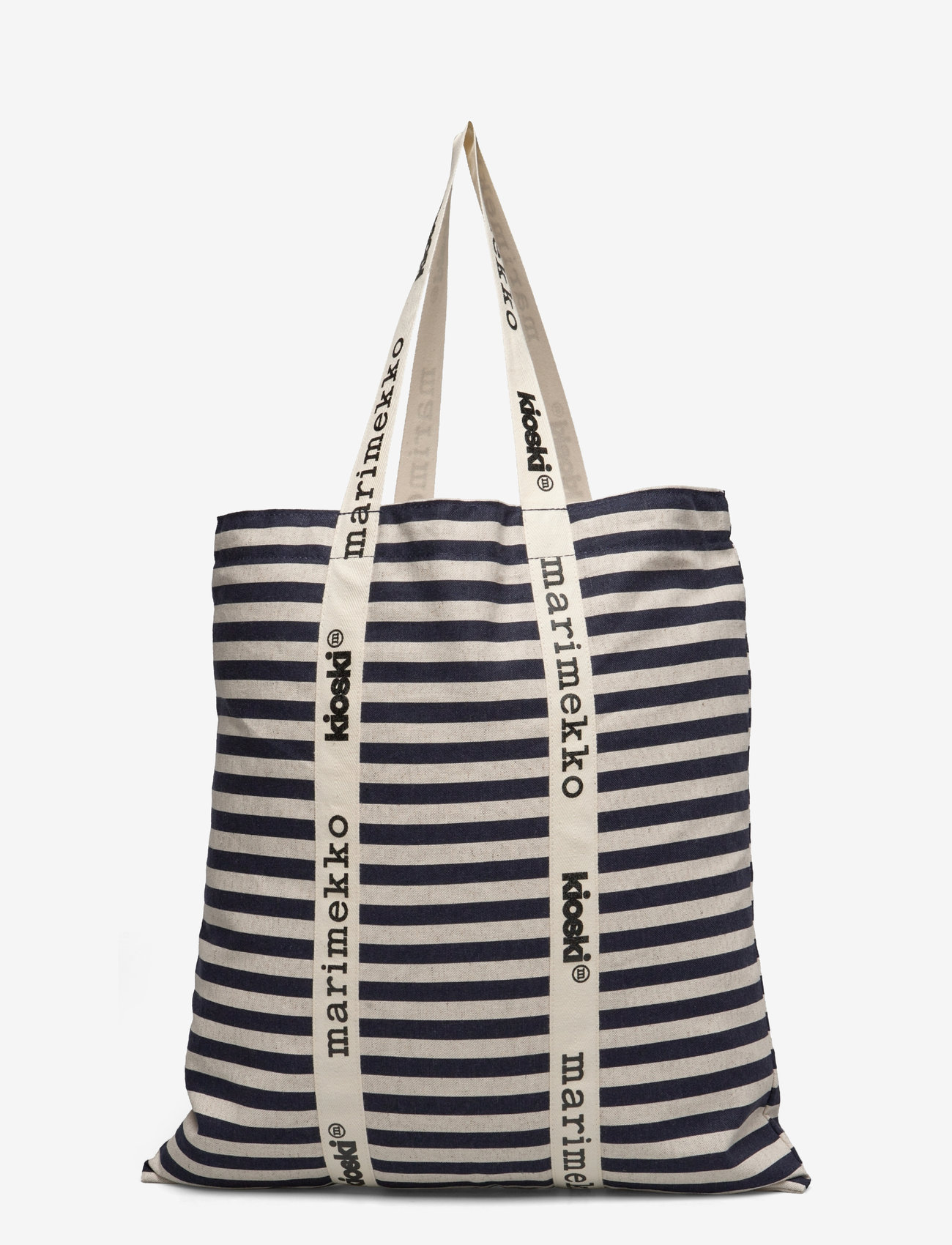 Marimekko - CARRIER MIDI TASARAITA - tote bags - cotton, dark navy - 2