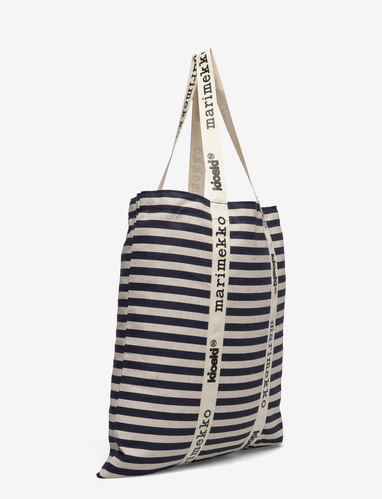Marimekko - CARRIER MIDI TASARAITA - tote bags - cotton, dark navy - 3