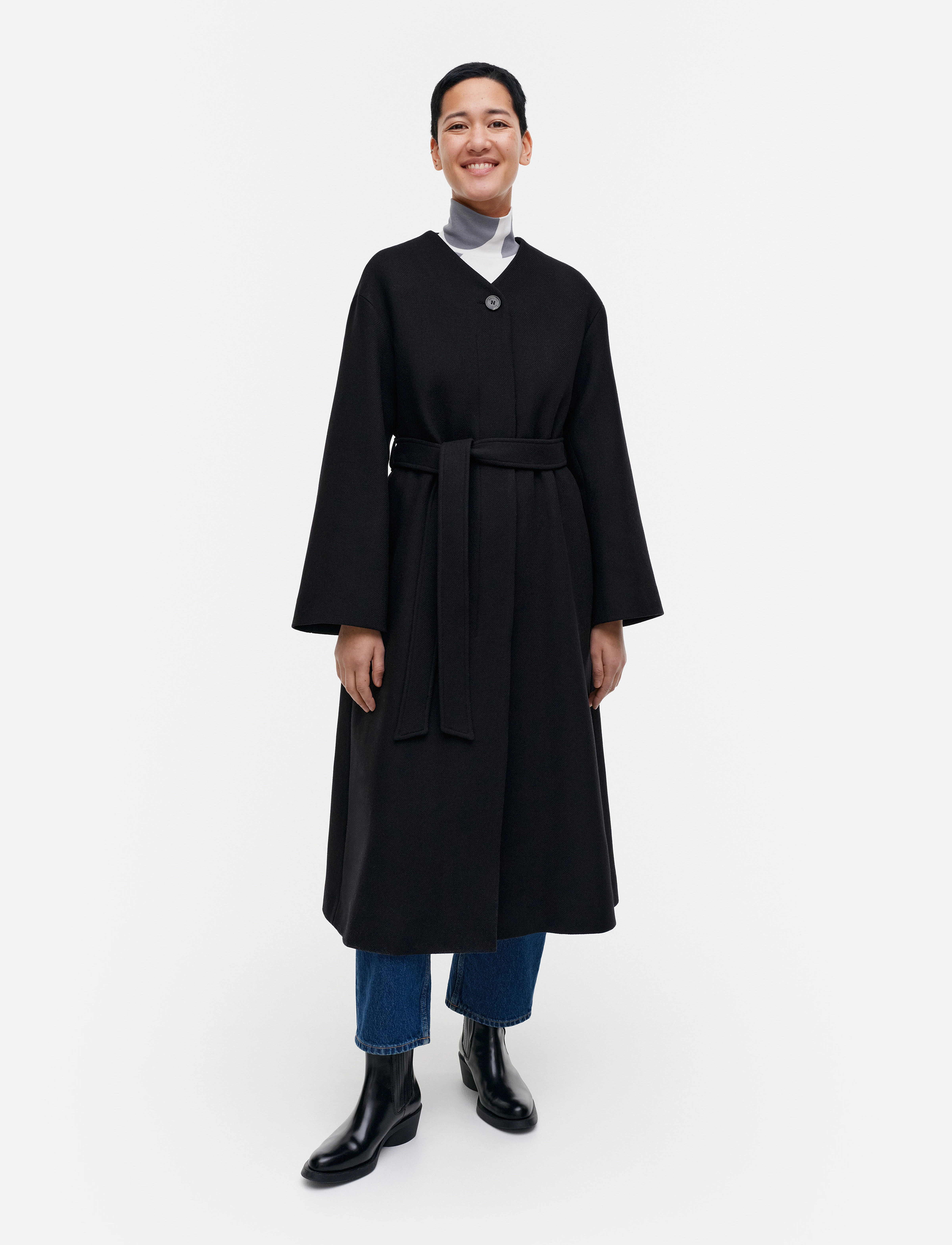 Marimekko Formaali Solid, 40, Black, Frakker > Uldfrakker, Dame