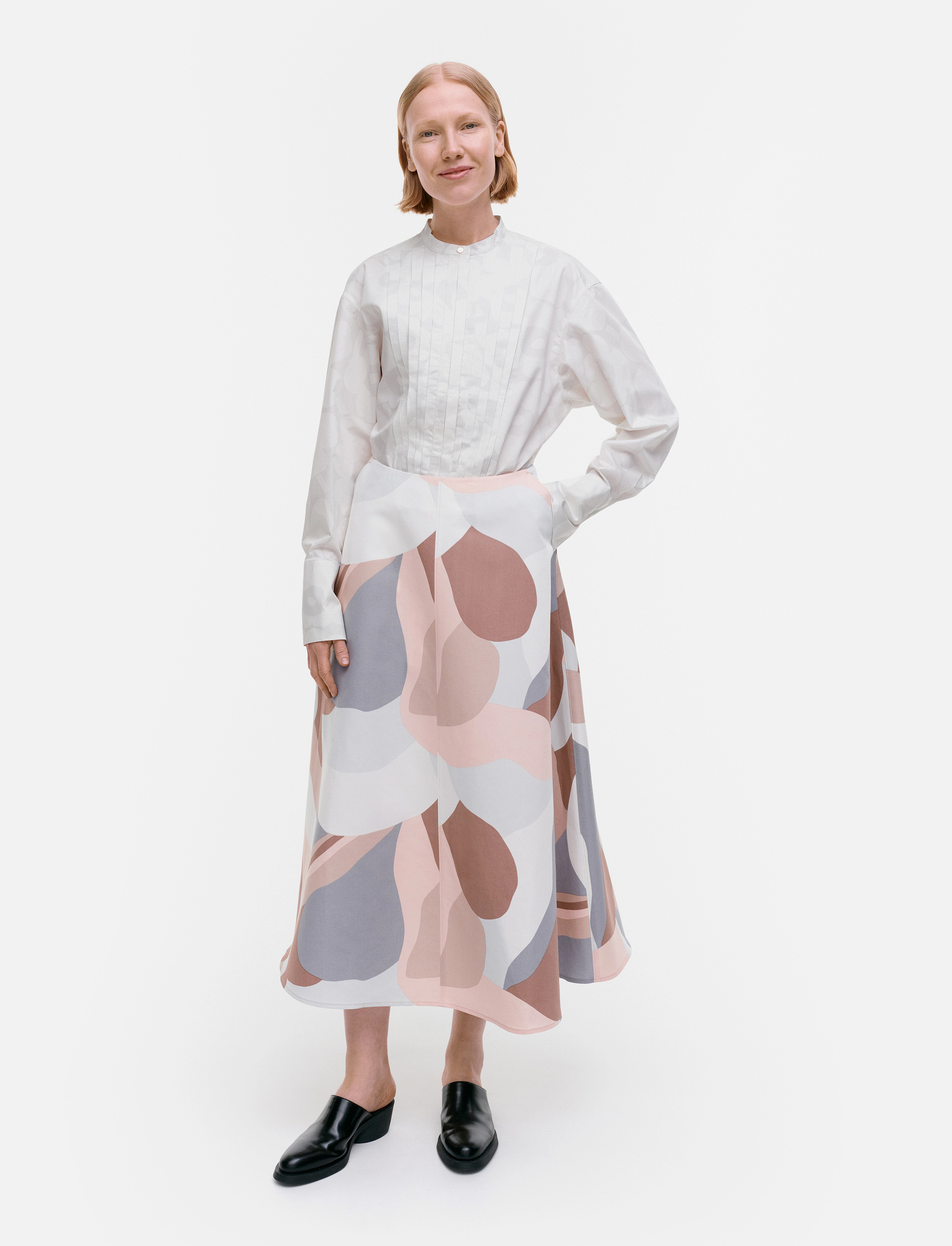 Marimekko LAITA KAMELIA - Maxi Röcke - LIGHT ROSE, BROWN, GREY / multi