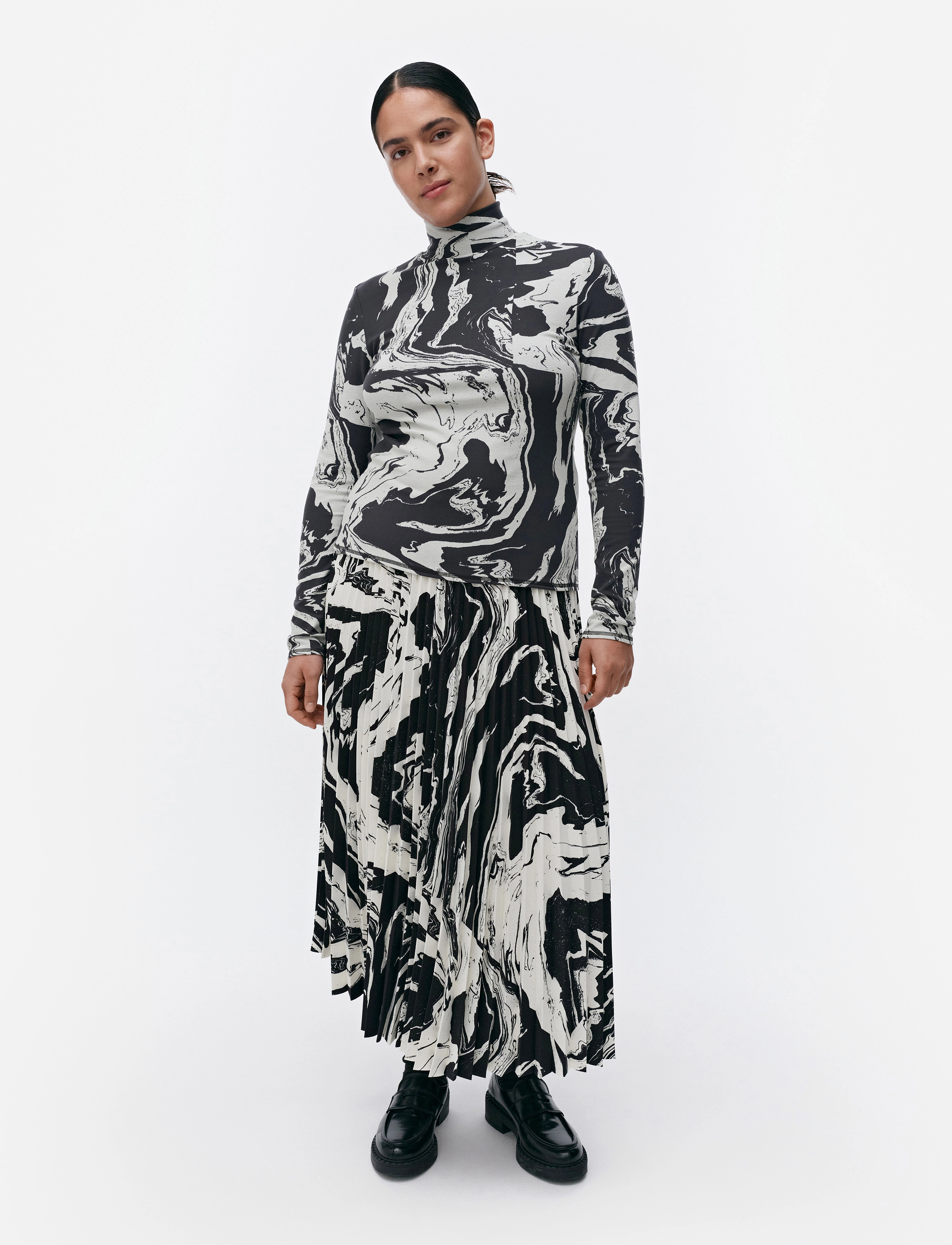 Marimekko JÄKÄLÄ MARRAS - Långärmade toppar - OFF WHITE, BLACK / black