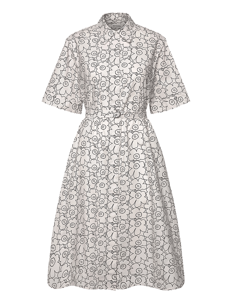 Marimekko - POPLIINI PIIRTO UNIKKO - shirt dresses - black, white - 1
