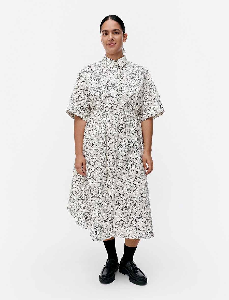 Marimekko - POPLIINI PIIRTO UNIKKO - paitamekot - black, white - 4