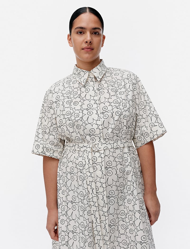 Marimekko - POPLIINI PIIRTO UNIKKO - shirt dresses - black, white - 5