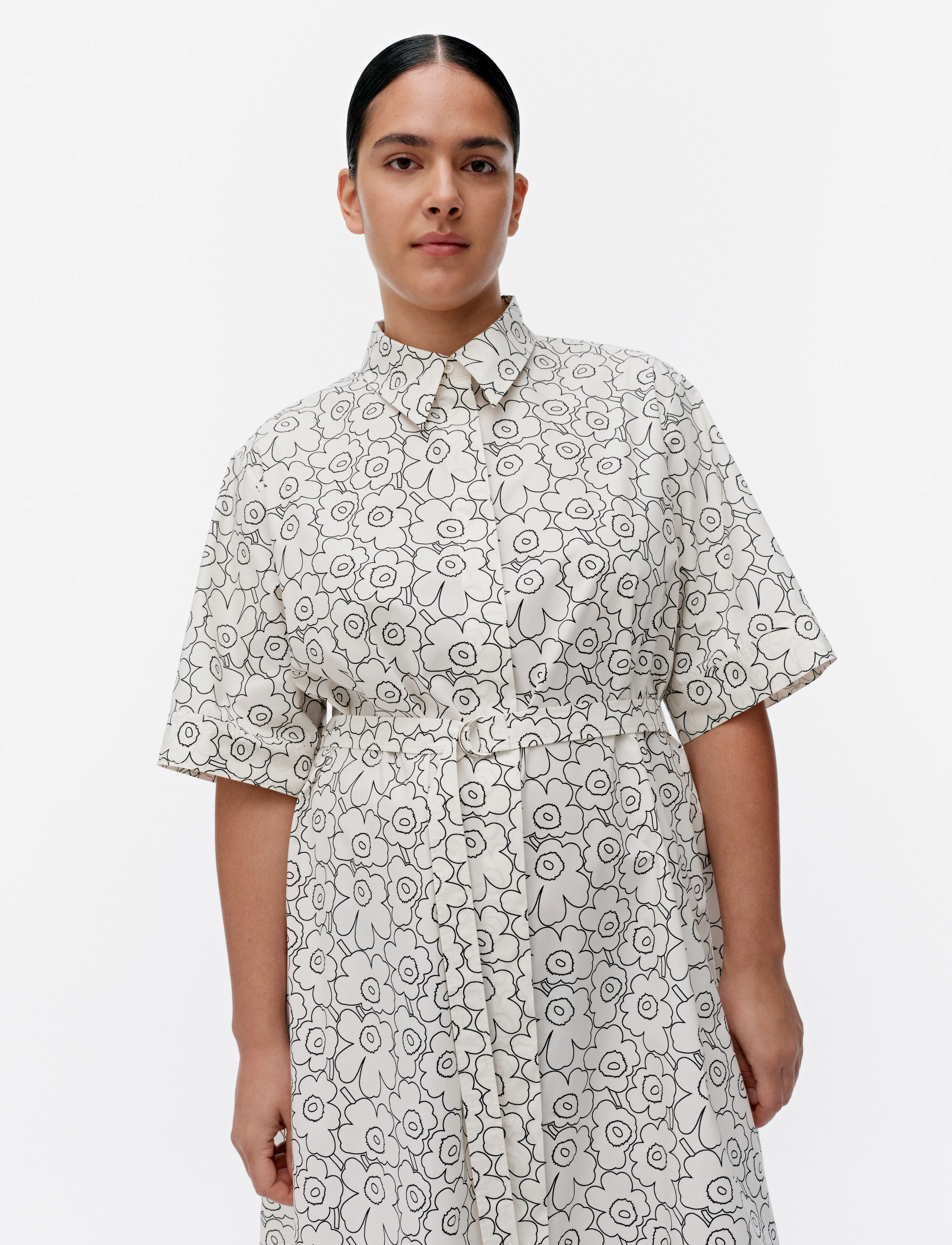Marimekko - POPLIINI PIIRTO UNIKKO - paitamekot - black, white - 5