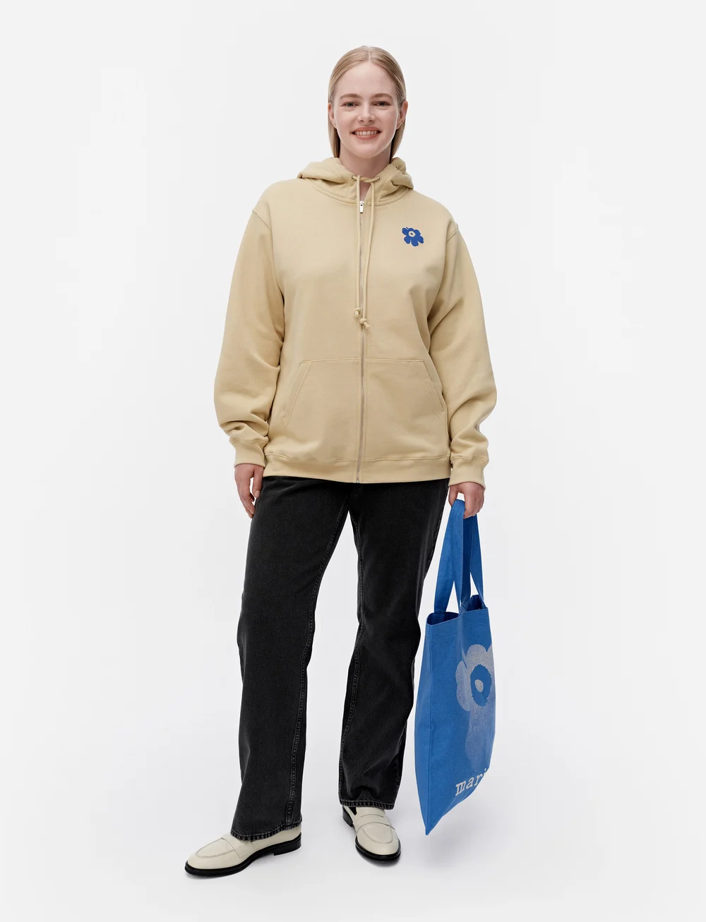 Marimekko - FRAKTAALI UNIKKO PLACEMENT - hoodies - beige, dark blue - 0