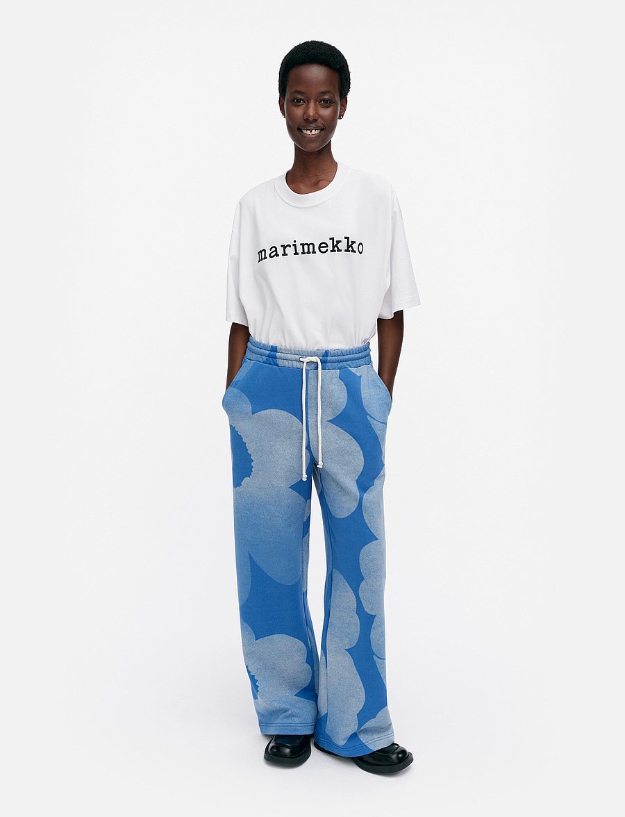 Marimekko - VARRET UNIKKO - laia säärega püksid - blue, off white - 0