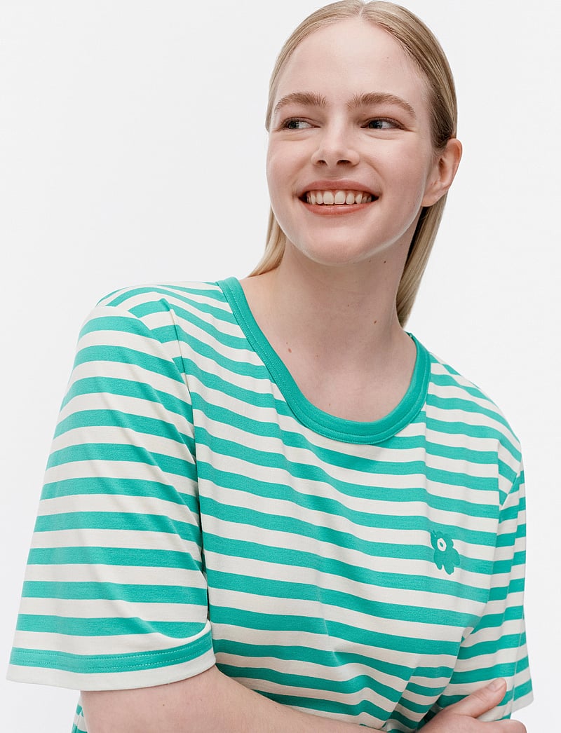 Marimekko - TASARAITA UNISEX UNIKKO SS - t-shirts - mint green, off white - 0