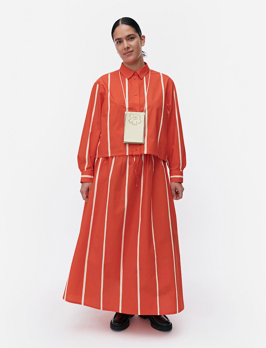 Marimekko - BUKLEE PUHVELI - midi-röcke - bright red, light yellow - 0