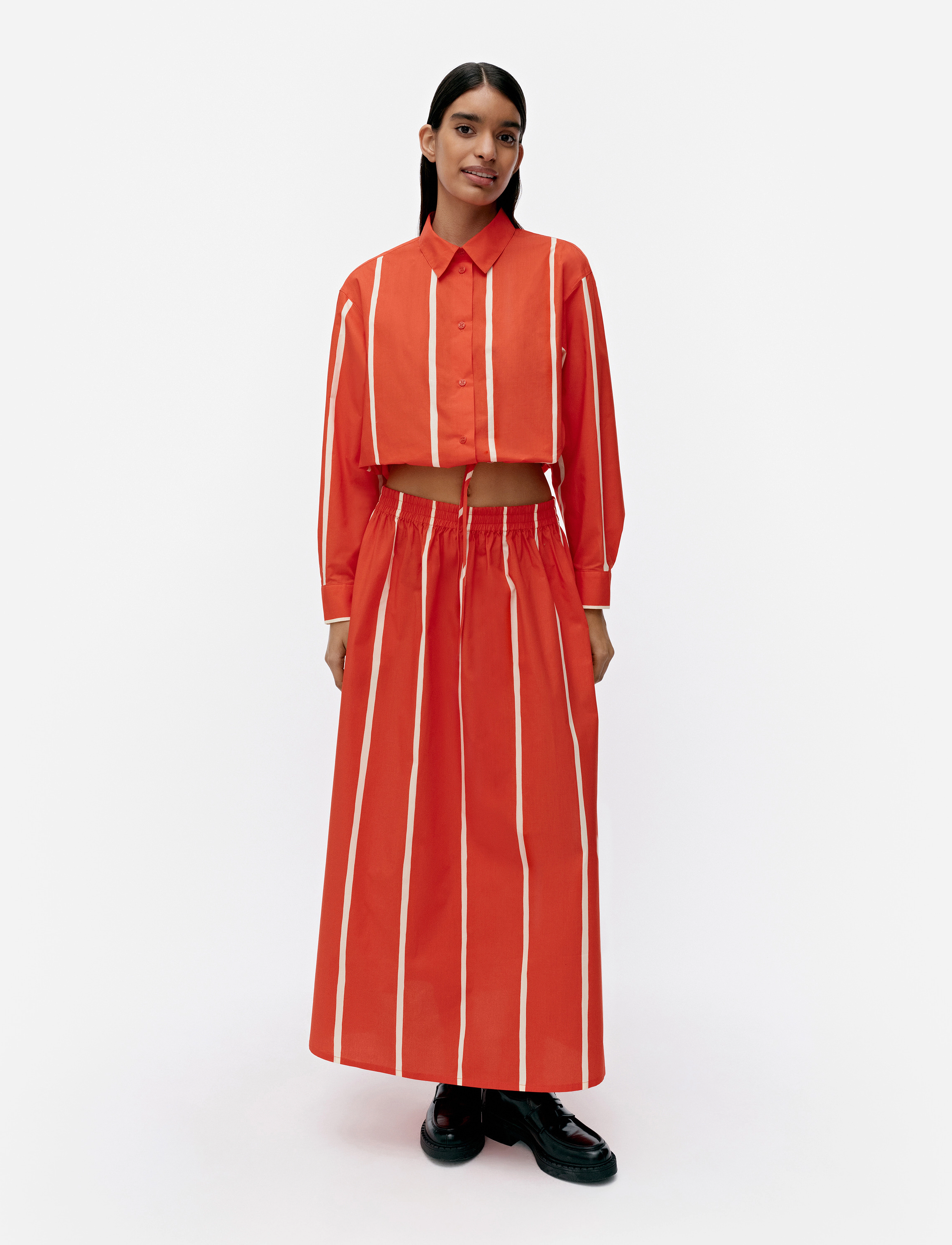 Marimekko - BUKLEE PUHVELI - midi-rokken - bright red, light yellow - 4