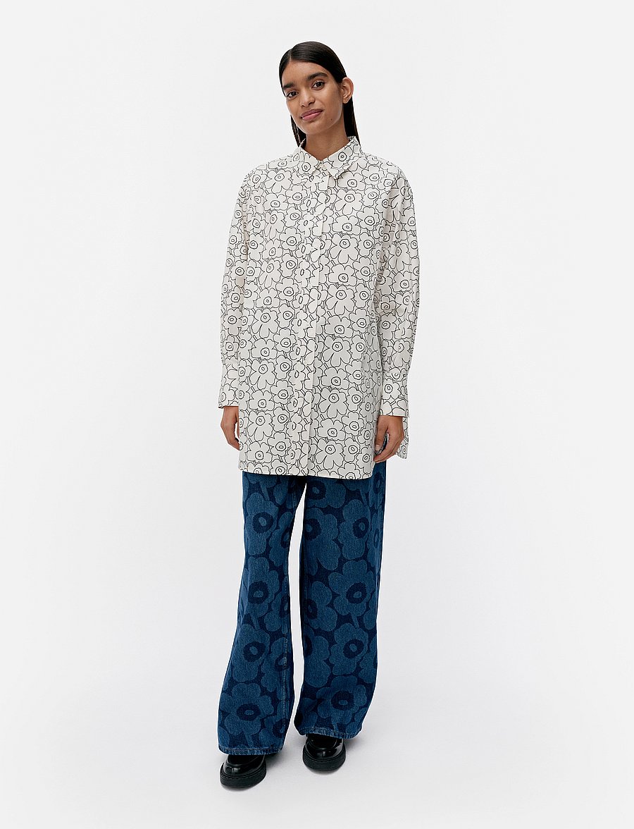 Marimekko - NILA PIIRTO UNIKKO - chemises à manches longues - white, black - 0