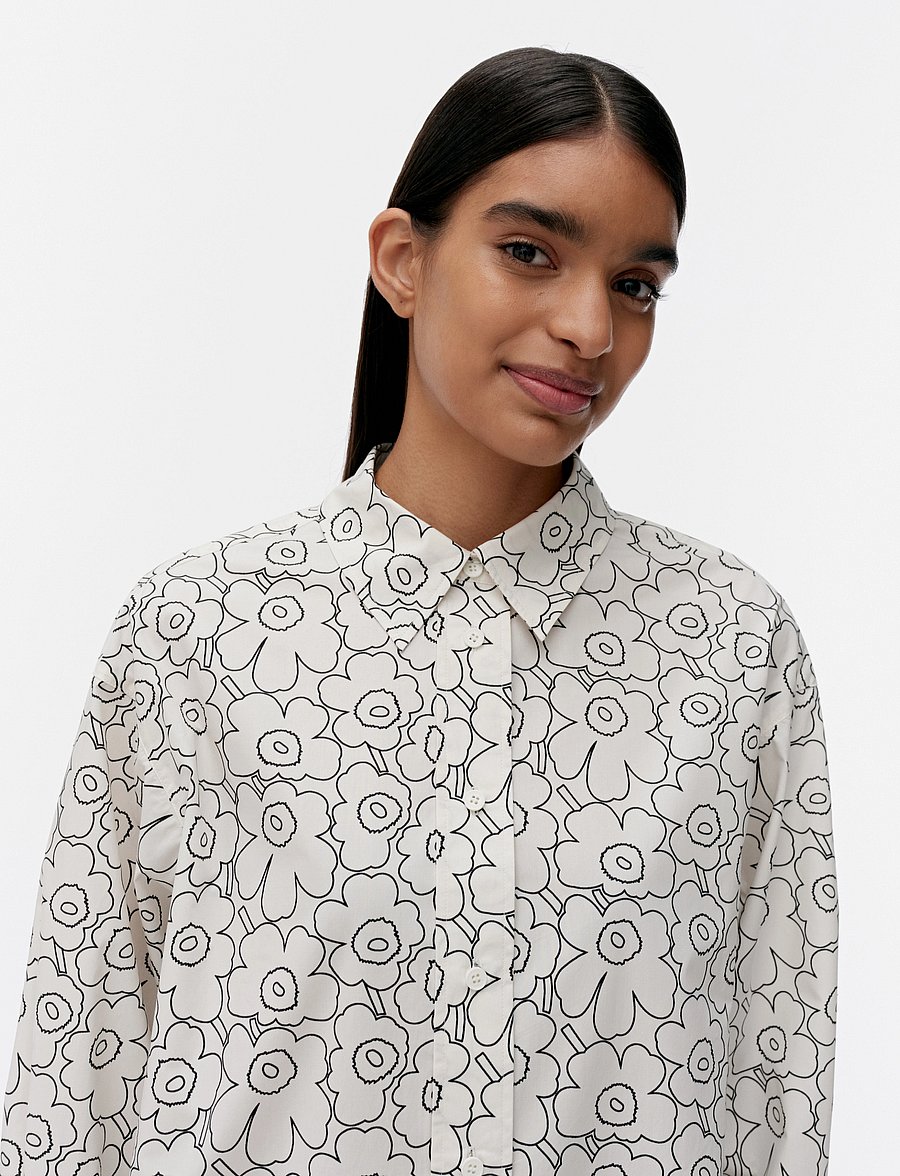 Marimekko - NILA PIIRTO UNIKKO - chemises à manches longues - white, black - 4