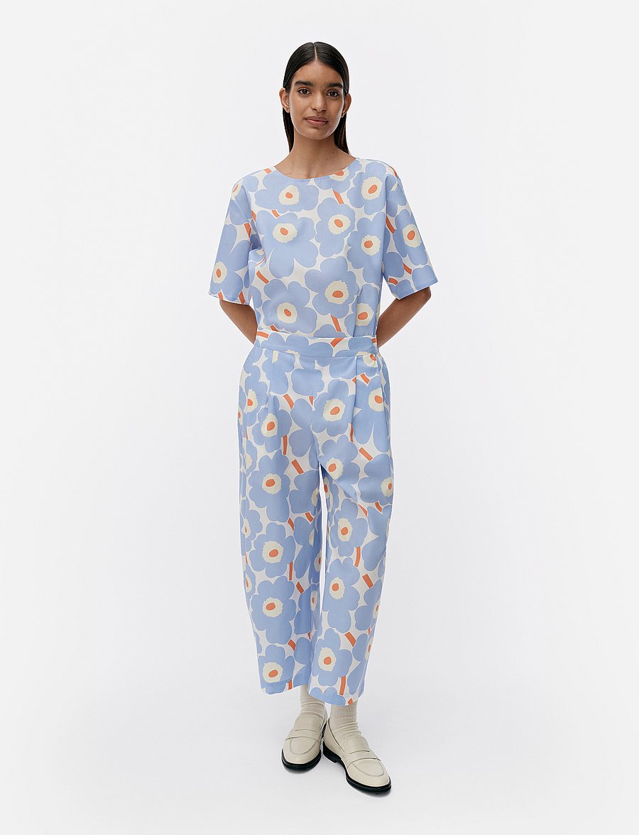 Marimekko - TUULLA UNIKKO - hosen mit geradem bein - light blue, orange, off white - 0
