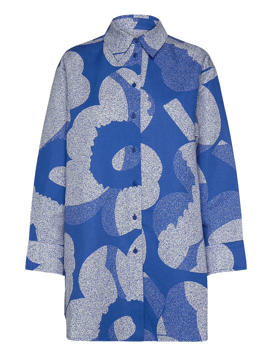 Marimekko - HEITTO UNIKKO - leinenhemden - blue, white - 1