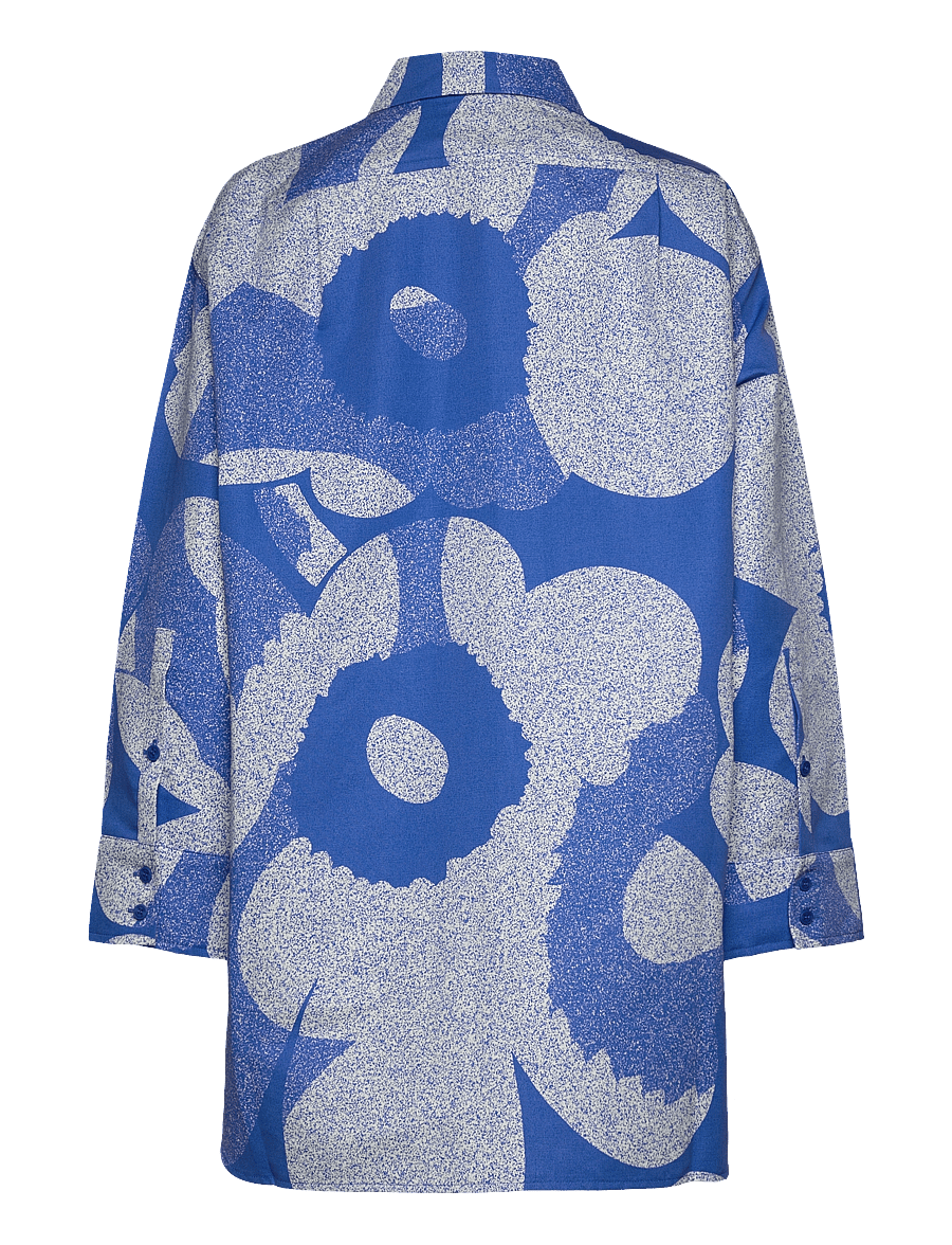 Marimekko - HEITTO UNIKKO - leinenhemden - blue, white - 2