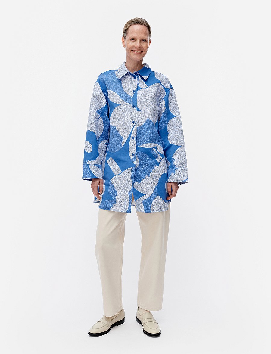 Marimekko - HEITTO UNIKKO - leinenhemden - blue, white - 0