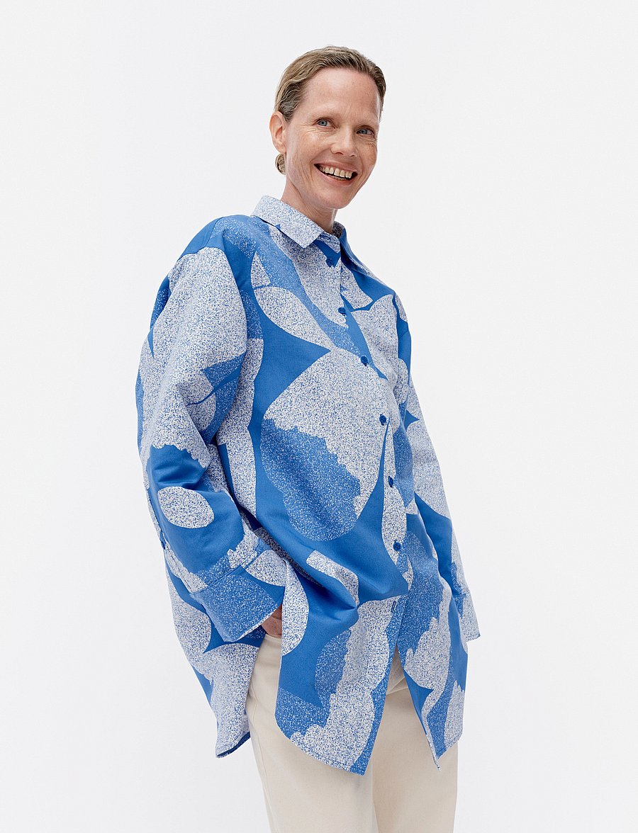 Marimekko - HEITTO UNIKKO - leinenhemden - blue, white - 4