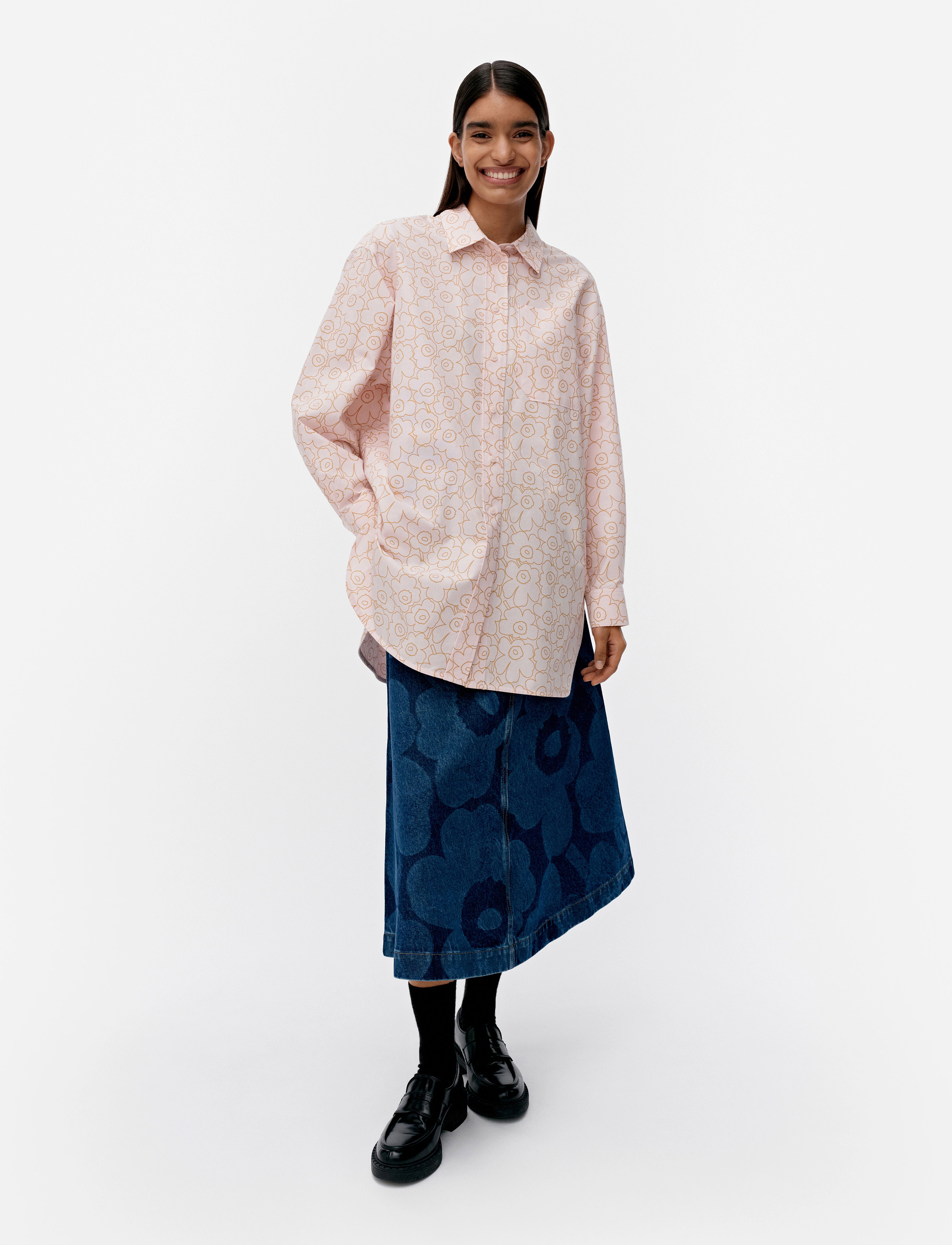 Marimekko Profiili Piirto Unikko, 38, Pink, Skjorter > Langærmede, Dame
