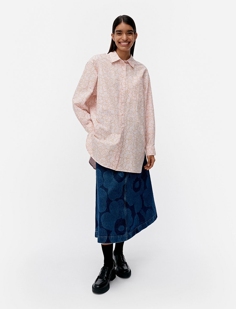 Marimekko - PROFIILI PIIRTO UNIKKO - langärmlige hemden - rose, light brown - 0
