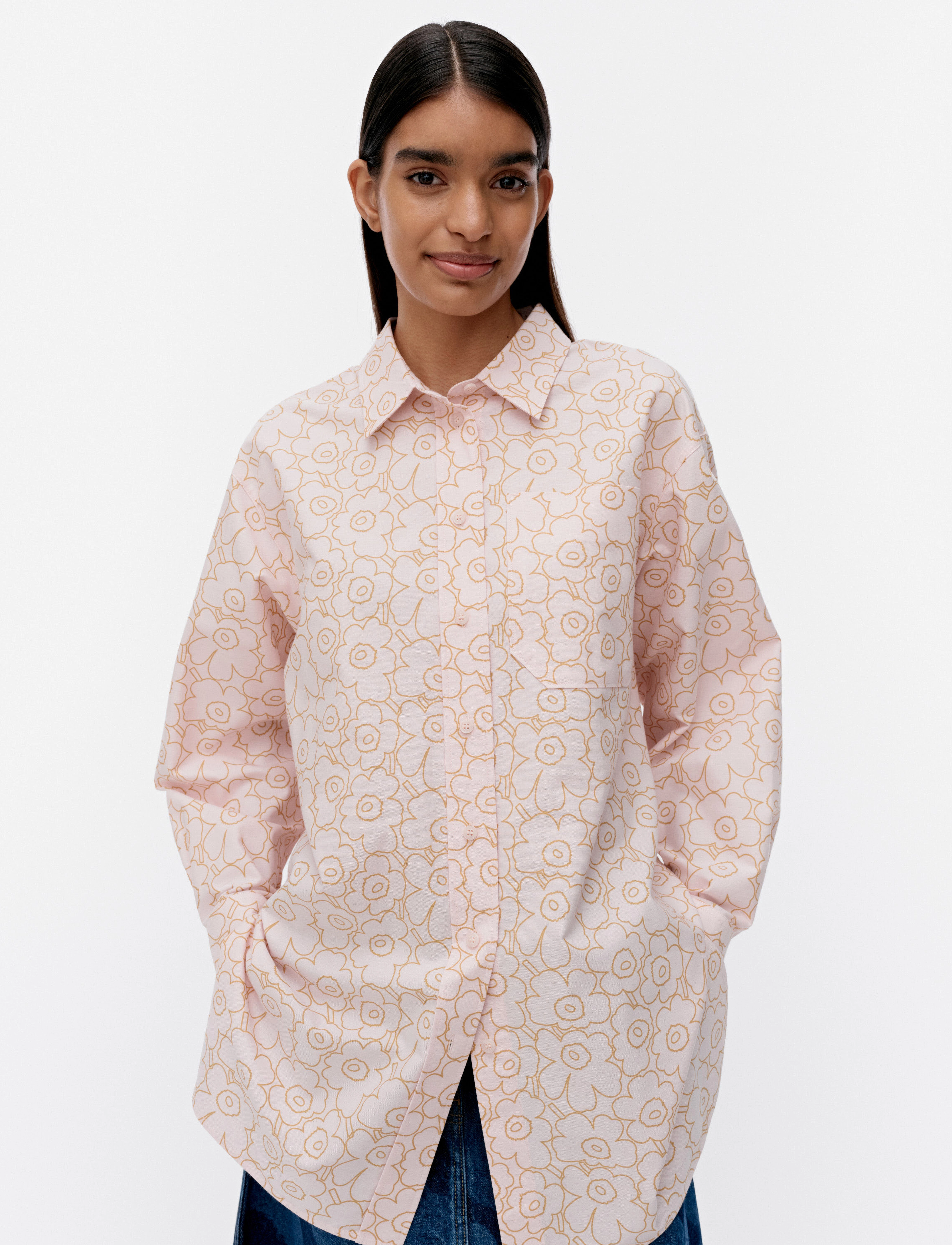 Marimekko - PROFIILI PIIRTO UNIKKO - langärmlige hemden - rose, light brown - 4