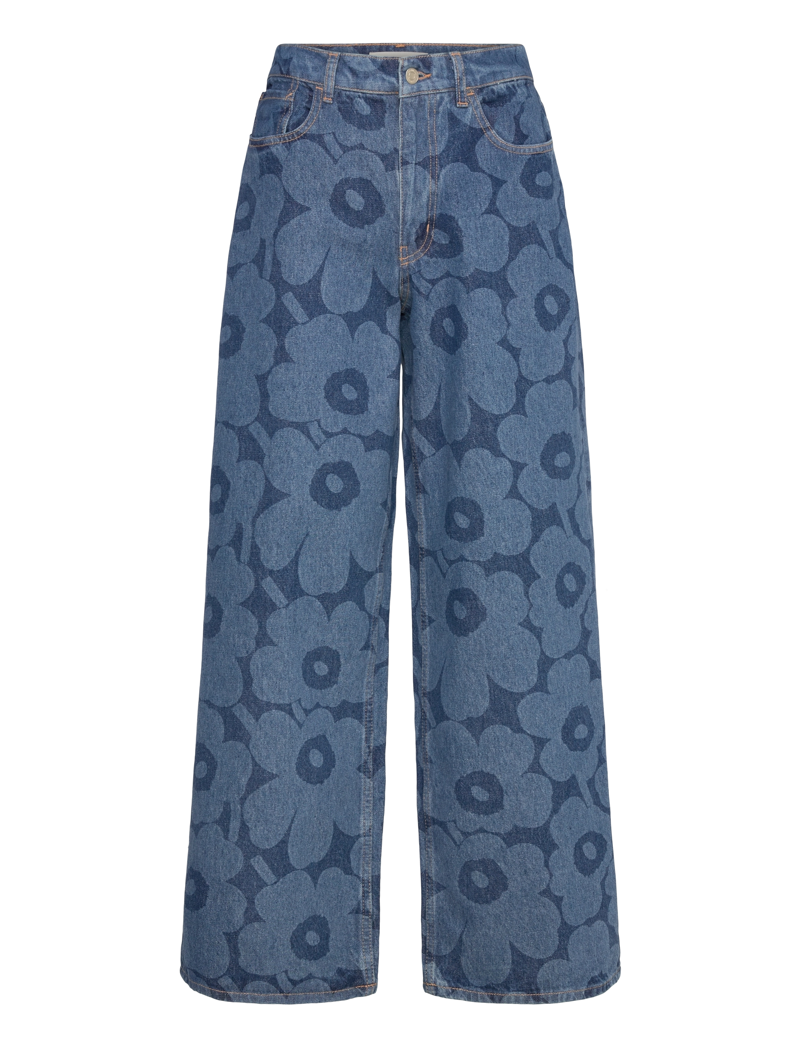 Marimekko - MARIDENIM LOOSE UNIKKO - hosen mit weitem bein - mid indigo - 1