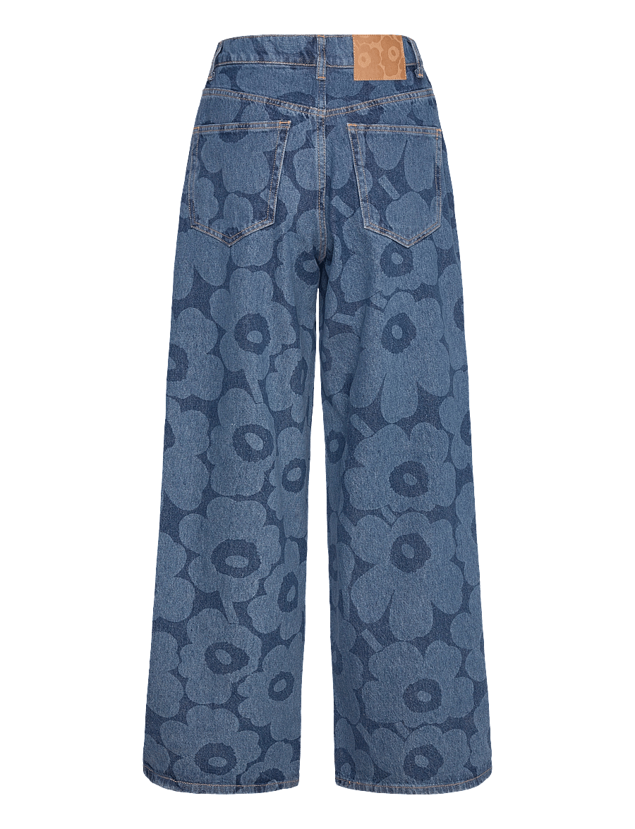 Marimekko - MARIDENIM LOOSE UNIKKO - hosen mit weitem bein - mid indigo - 2