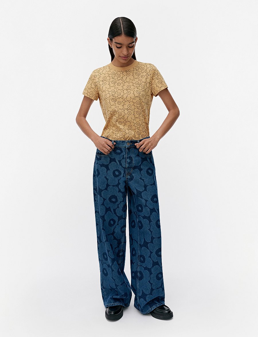 Marimekko - MARIDENIM LOOSE UNIKKO - hosen mit weitem bein - mid indigo - 0