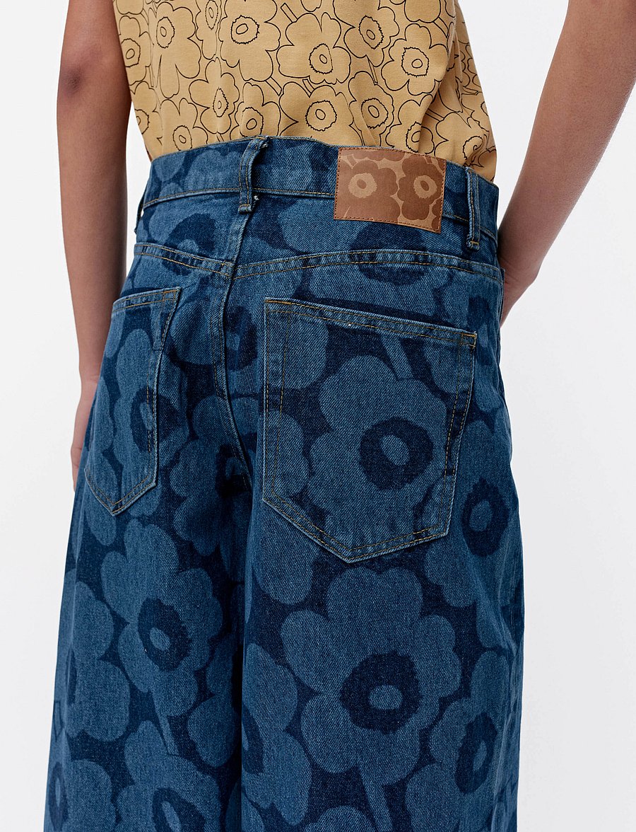 Marimekko - MARIDENIM LOOSE UNIKKO - hosen mit weitem bein - mid indigo - 3