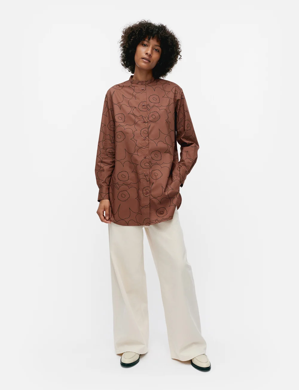 Marimekko - ROHKEA PIIRTO UNIKKO - langærmede skjorter - dark brown, black - 0