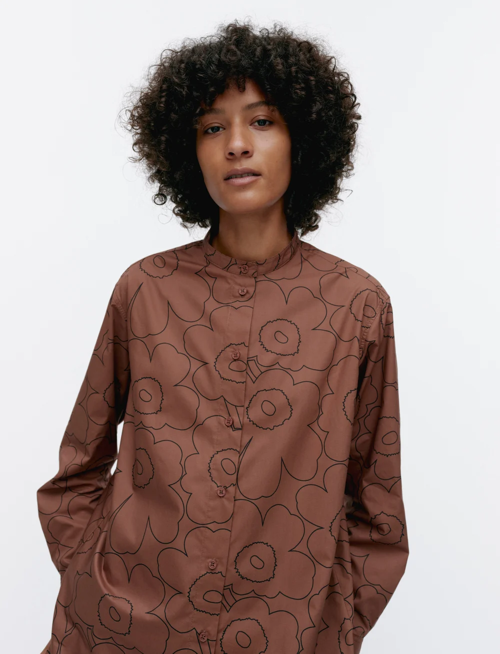 Marimekko - ROHKEA PIIRTO UNIKKO - langærmede skjorter - dark brown, black - 4