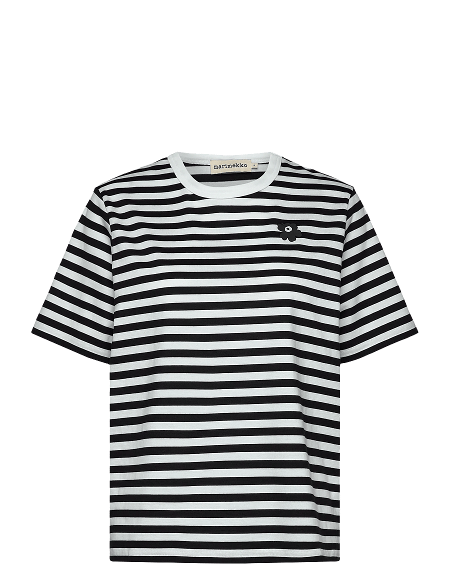 Marimekko - TASARAITA UNIKKO SS - t-shirts & tops - white, black - 0