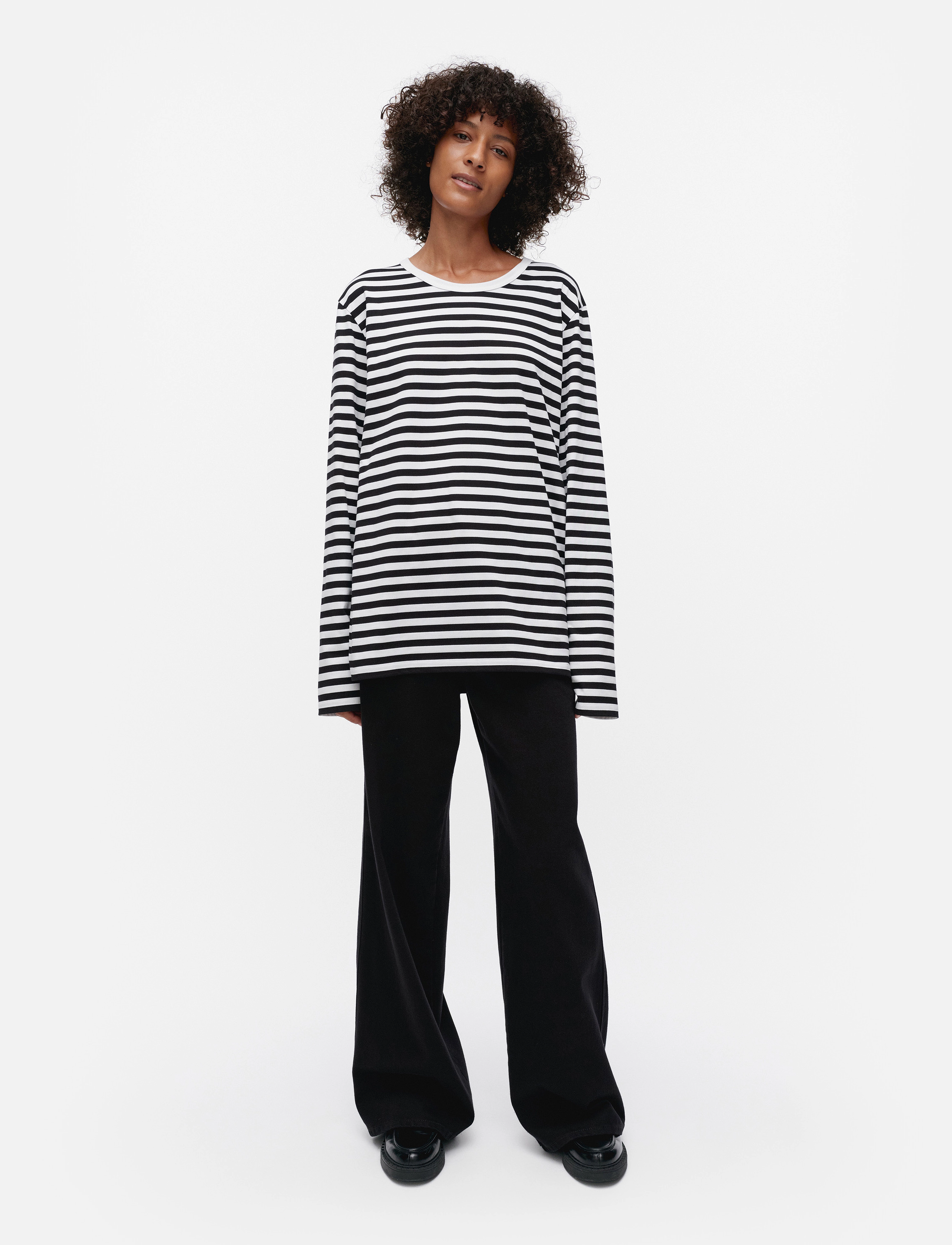 Marimekko Tasaraita Unisex Ls, L, T-shirts & Oberteile, Schwarz - Long-sleeved, Frauen