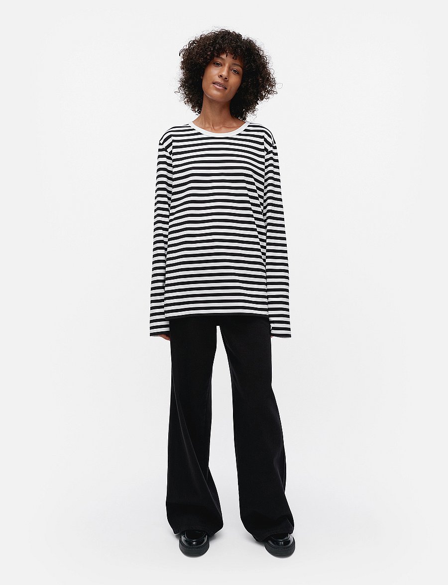 Marimekko - TASARAITA UNISEX LS - topi ar garām piedurknēm - white, black - 0