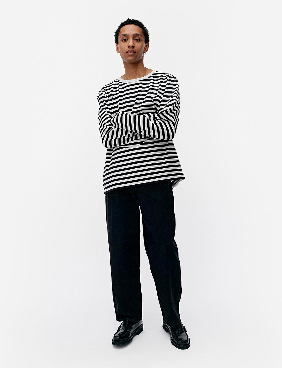 Marimekko - TASARAITA UNISEX LS - topi ar garām piedurknēm - white, black - 3