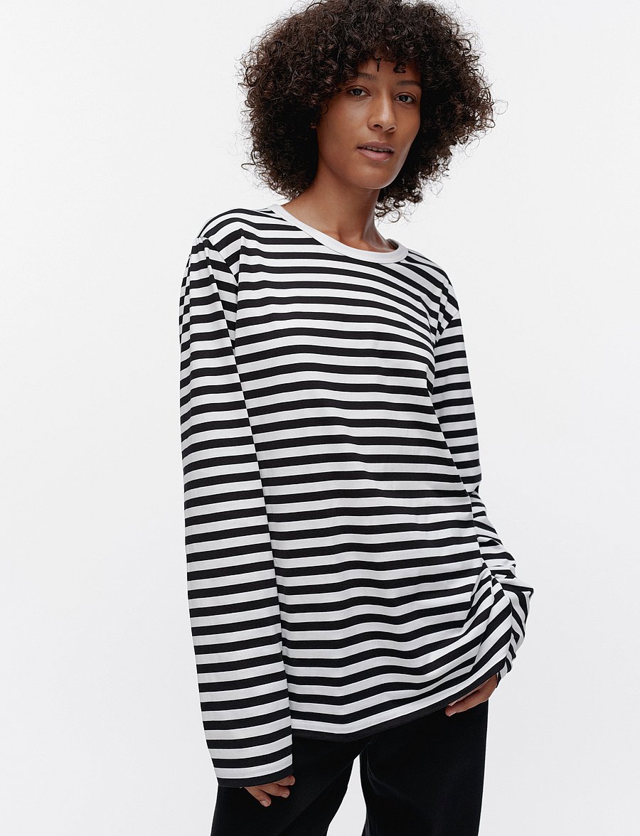 Marimekko - TASARAITA UNISEX LS - topi ar garām piedurknēm - white, black - 5