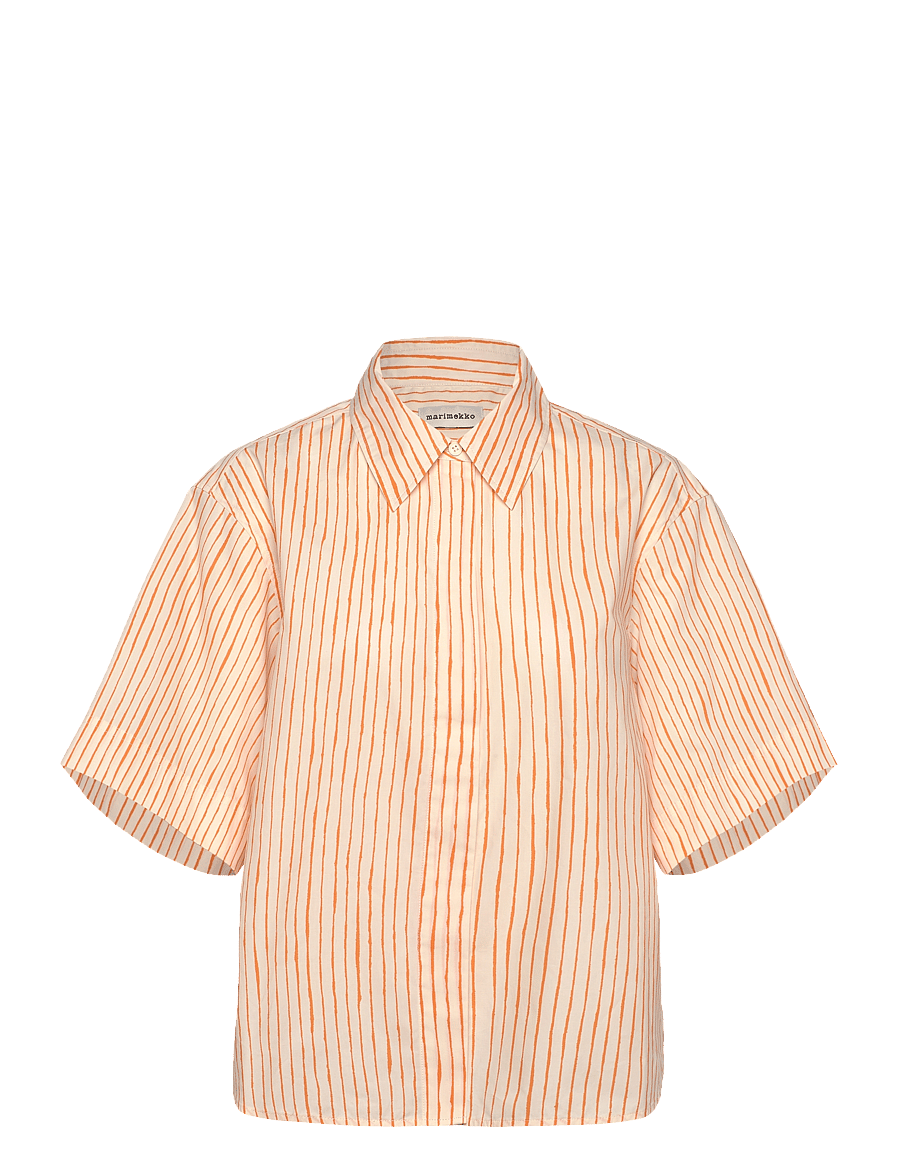 Marimekko - SINERTÄVÄ AITA - kurzärmlige hemden - off white, orange - 1