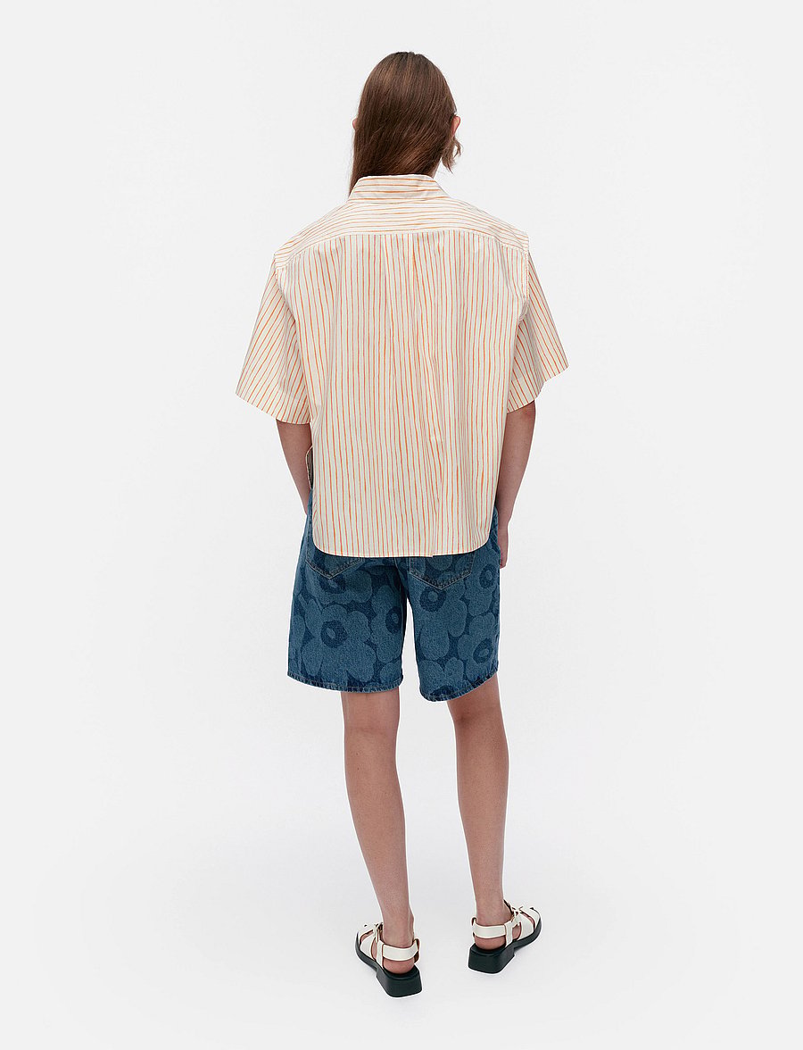 Marimekko - SINERTÄVÄ AITA - kurzärmlige hemden - off white, orange - 5