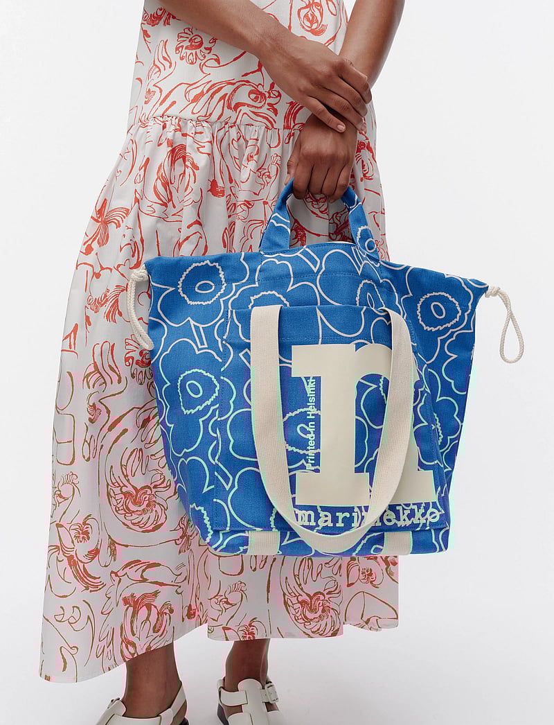 Marimekko - MONO CITY TOTE PIIRTO UNIKKO - tote bags - blue, off white - 0