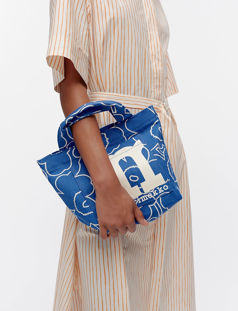 Marimekko - MONO MINI TOTE PIIRTO UNIKKO - tote bags - blue, off white - 0