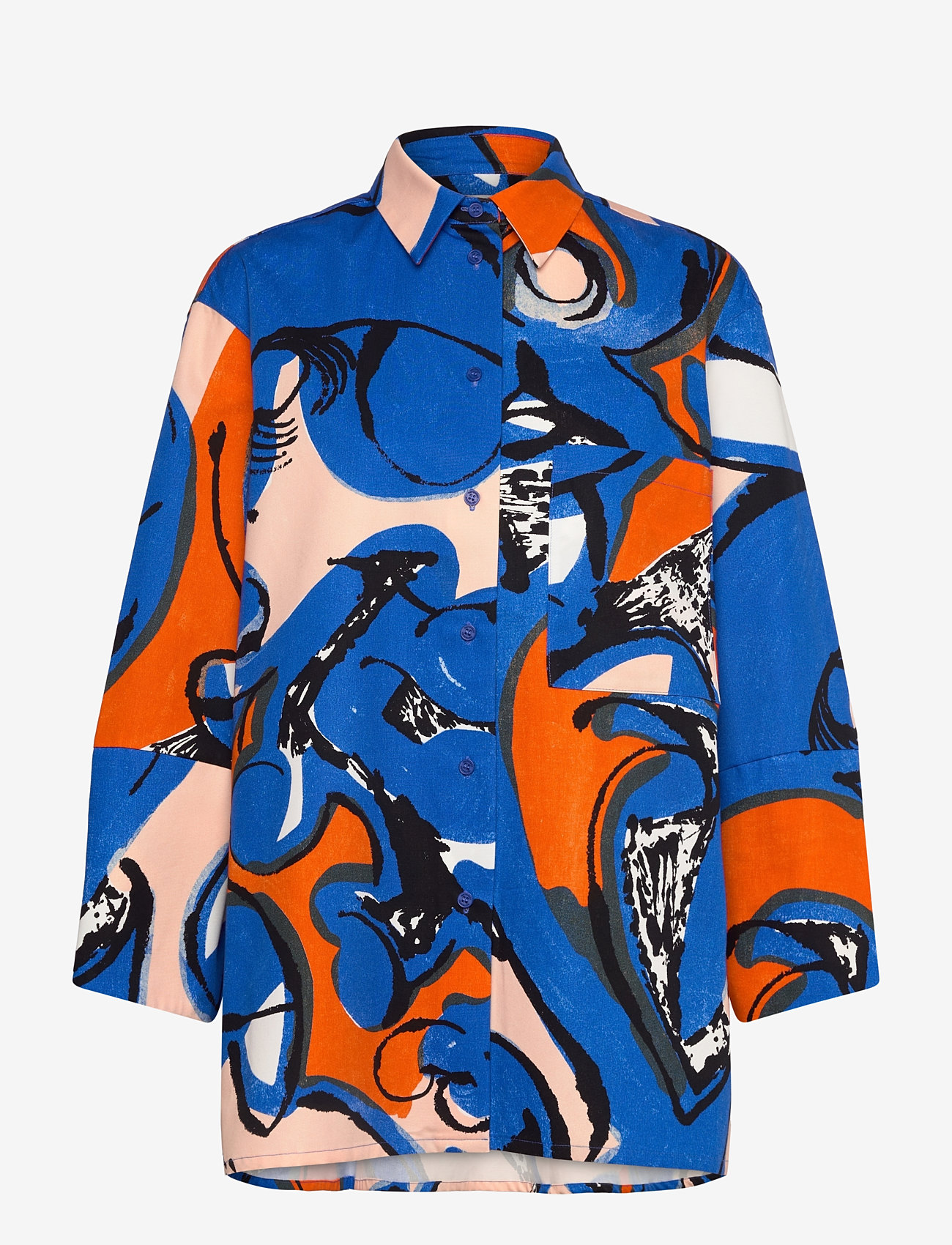 Marimekko - KUKKAVERA ELDFAMN - blue, peach, orange - 0
