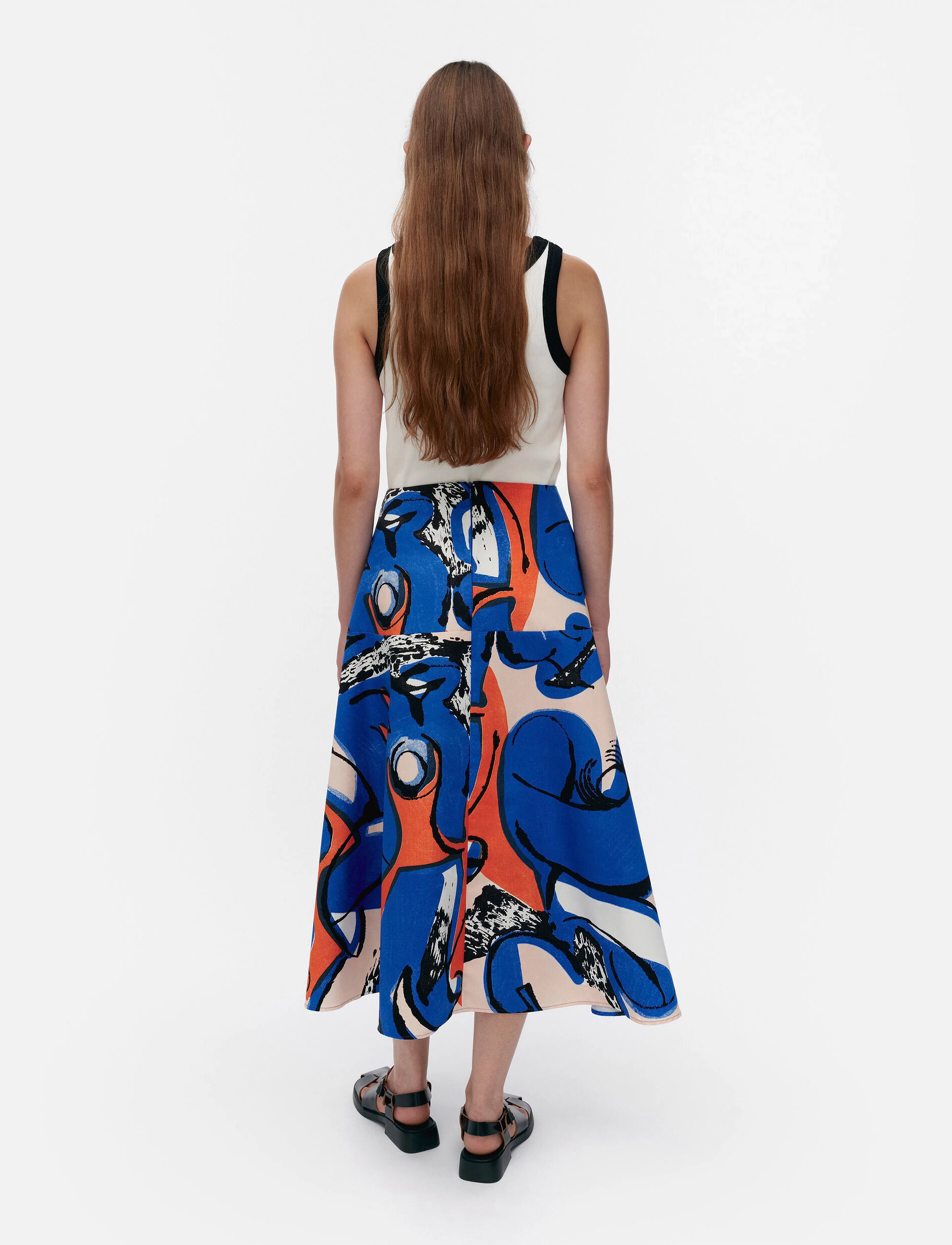 Marimekko - PUUTARHA ELDFAMN - blue, peach, orange - 3