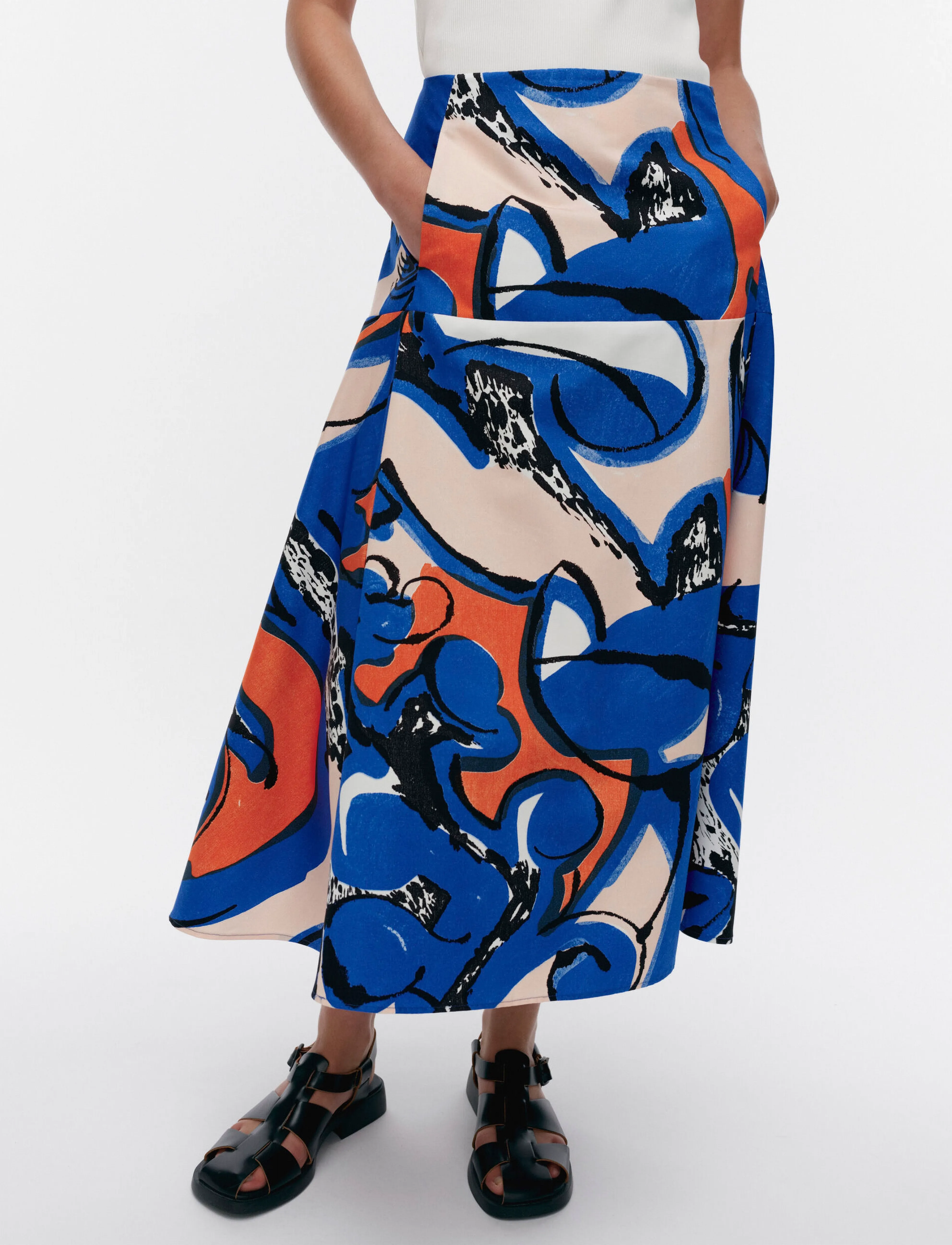 Marimekko - PUUTARHA ELDFAMN - blue, peach, orange - 4