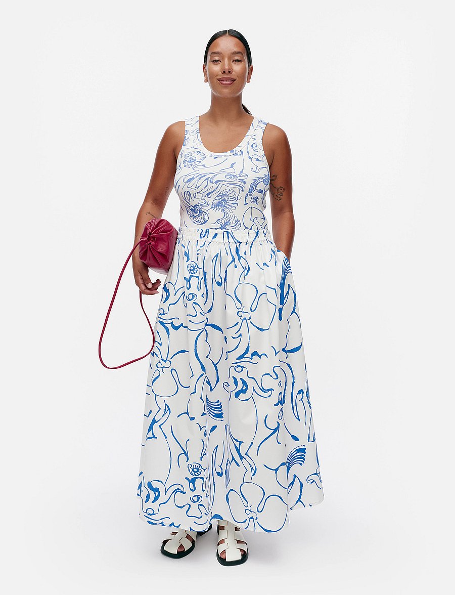 Marimekko - BUKLEE BALUNS - maxi röcke - white, blue - 0
