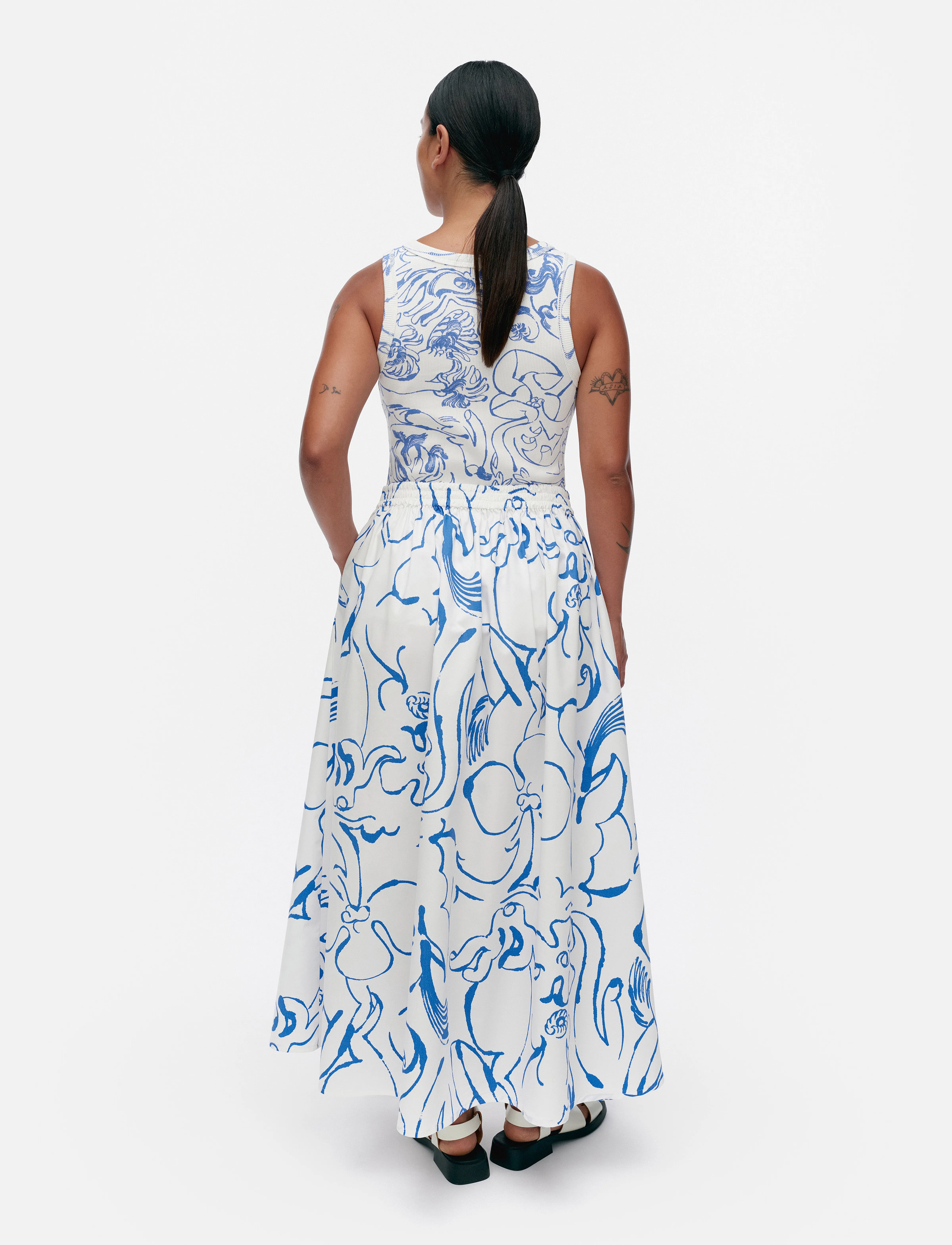 Marimekko - BUKLEE BALUNS - midi garuma svārki - white, blue - 3