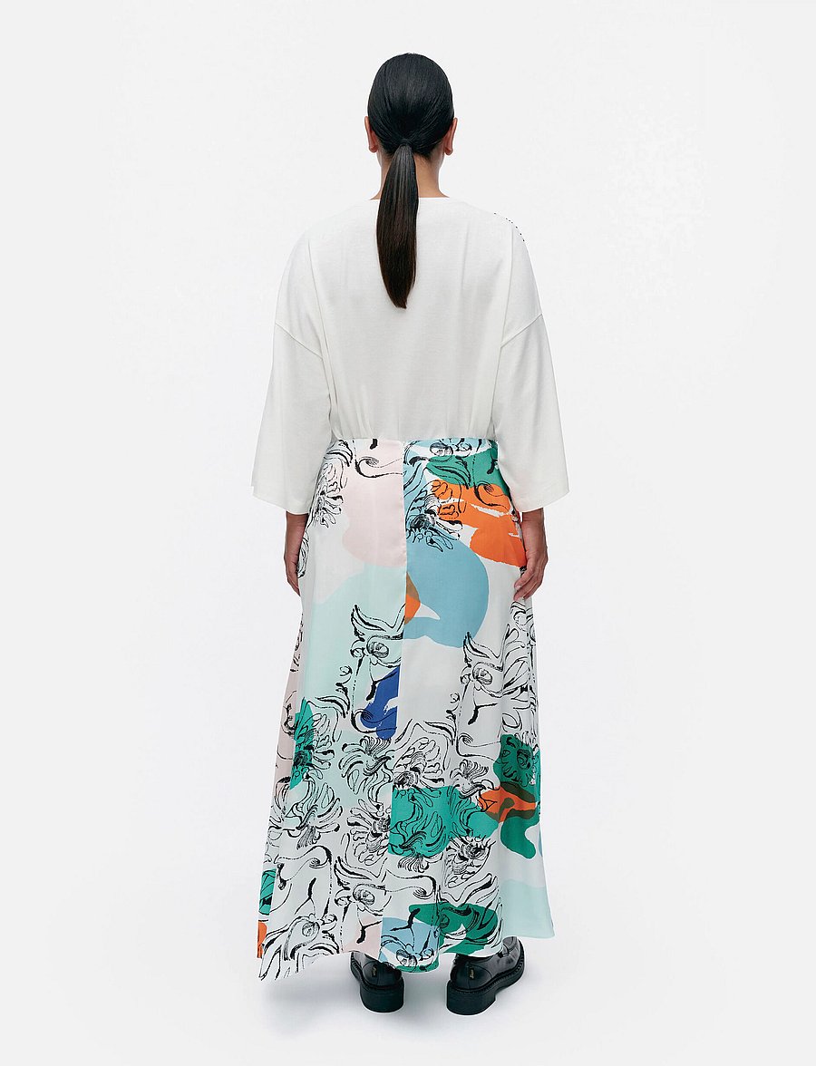 Marimekko - KEVEÄ BLOMBOM - satino sijonai - off white, blue, green, red - 3