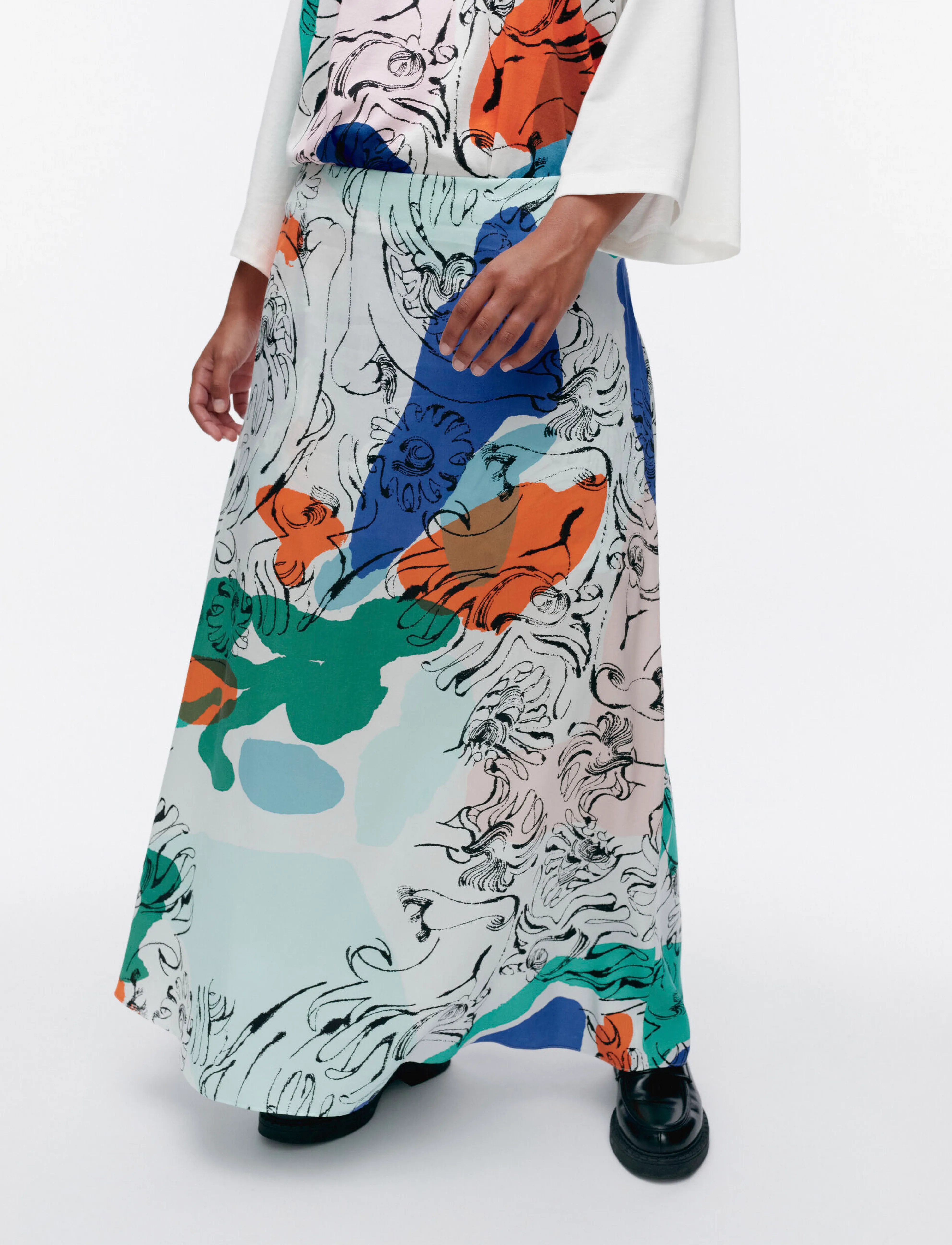 Marimekko - KEVEÄ BLOMBOM - ilgi sijonai - off white, blue, green, red - 4