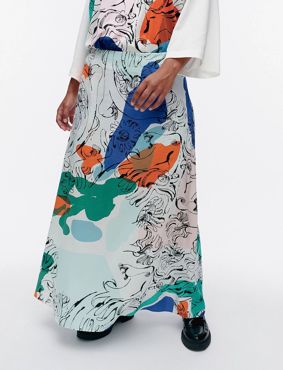 Marimekko - KEVEÄ BLOMBOM - satino sijonai - off white, blue, green, red - 4