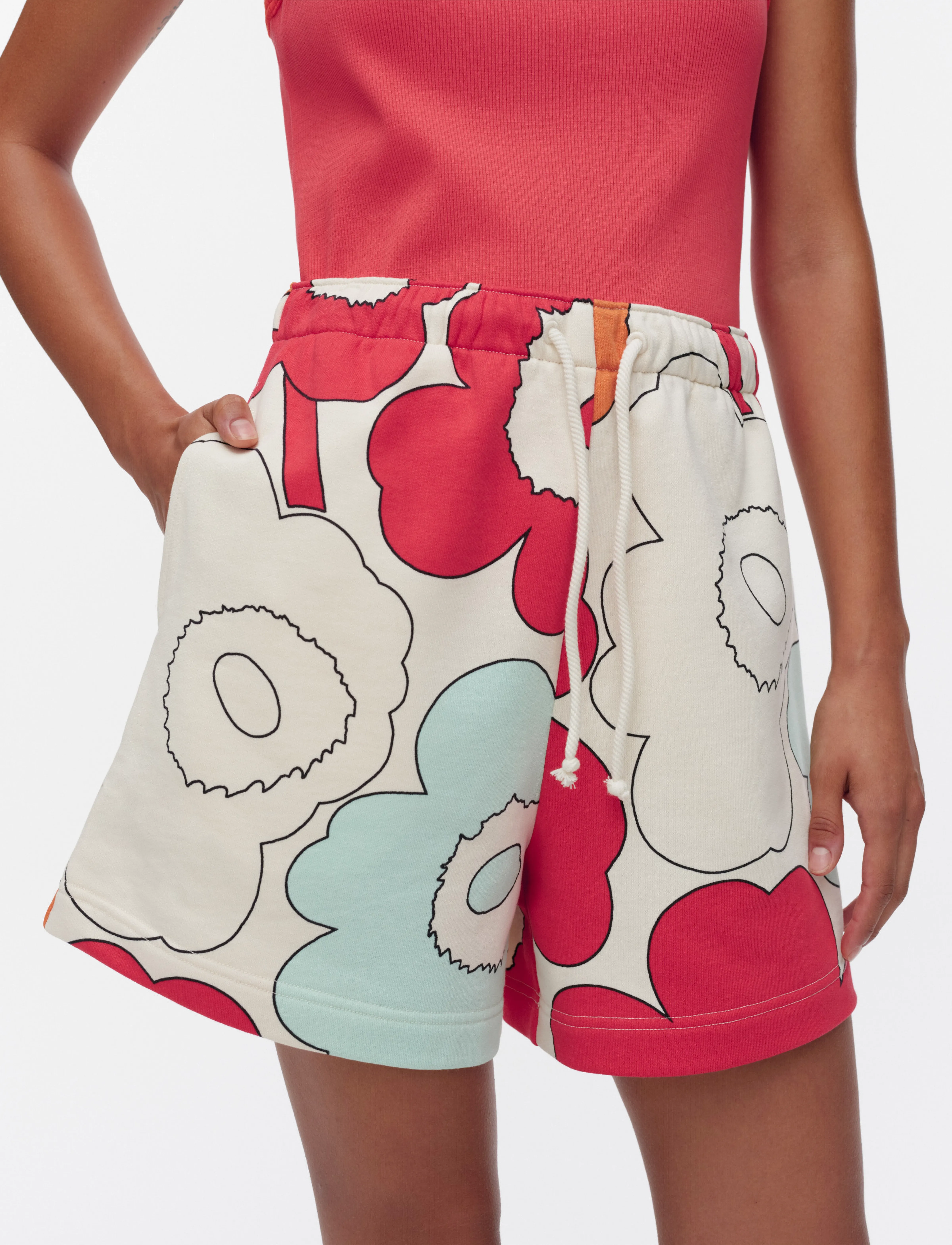 Marimekko - MIKSAUS PIIRTO UNIKKO - off white, red, turquoise - 4