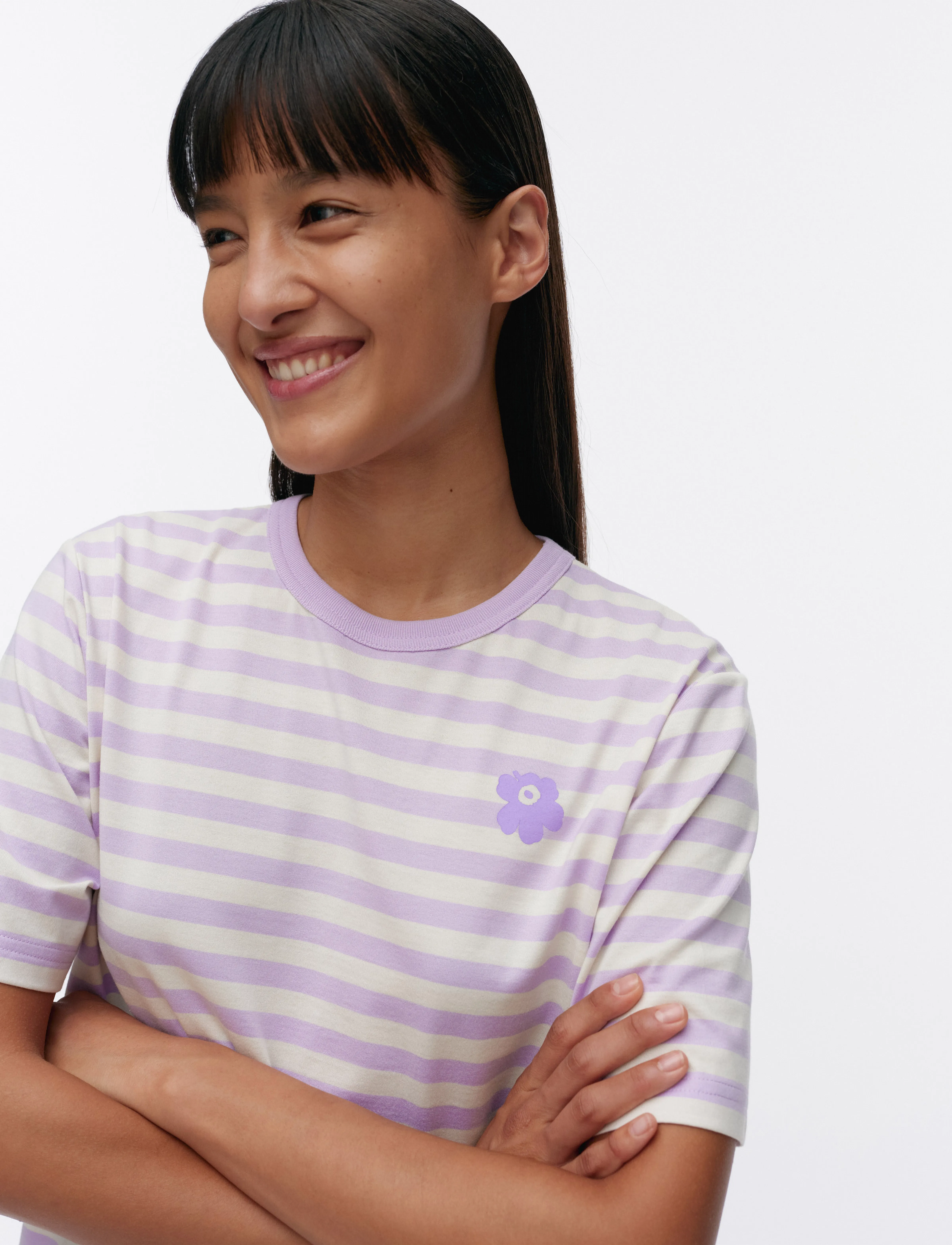 Marimekko - TASARAITA UNIKKO SS - lilac, off white - 5