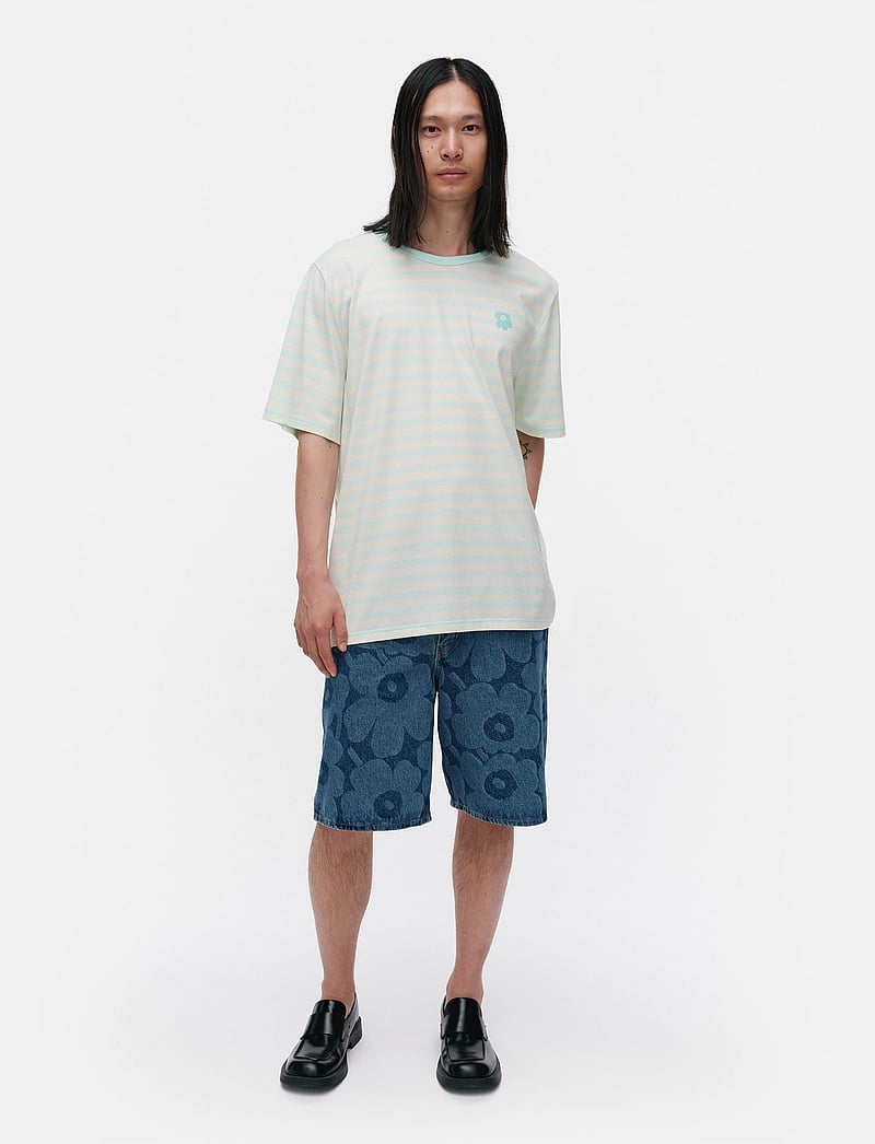 Marimekko - TASARAITA UNISEX UNIKKO SS - t-shirts - turquoise, off white - 0